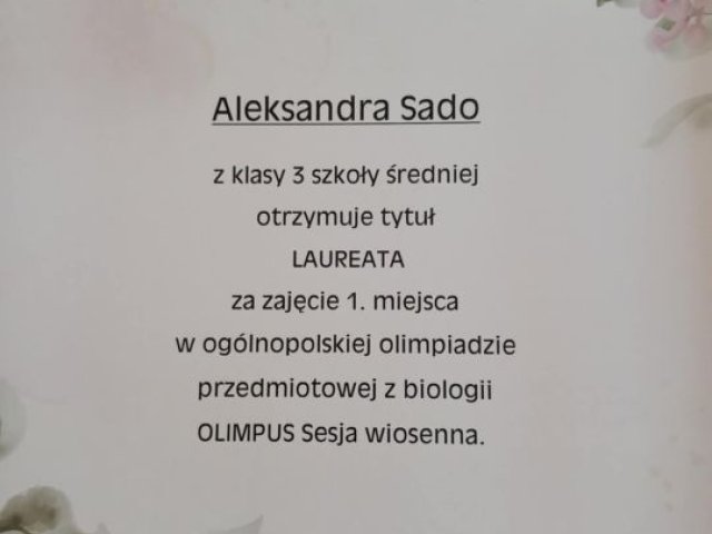 Ogólnopolska Olimpiada z biologii ,,Olimpus,,